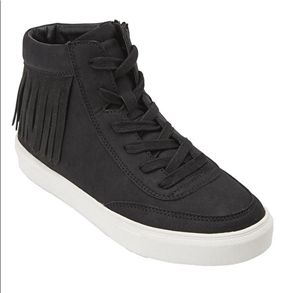 New Ladies Black Tassel Accented Sneakers - Picture 1 of 5